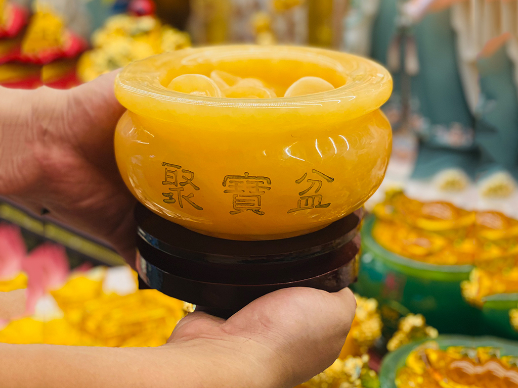 Bát tụ bảo Hoàng Long đá ngọc thỏi lớn 6 viên chính hãng 