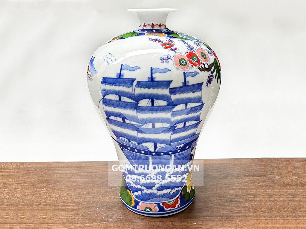 Mai bình tích lộc Thuận Buồm Xuôi Gió men màu phong thủy đẹp