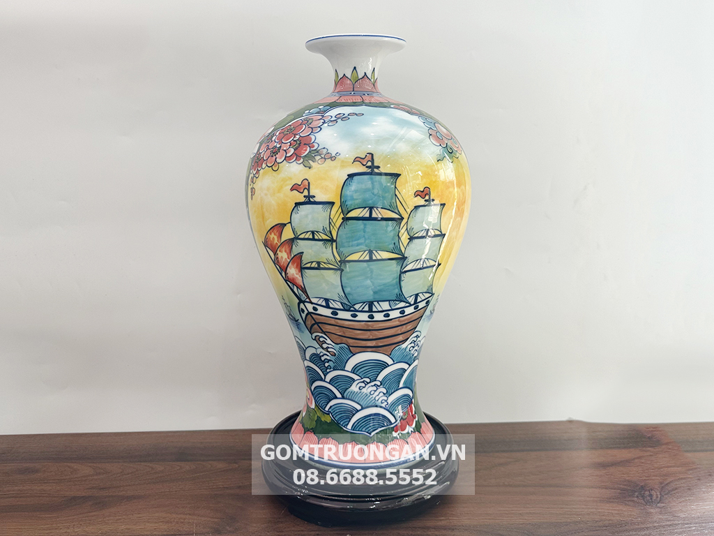 Mai bình tích lộc Thuận buồm Xuôi gió Gốm sứ Bát Tràng 