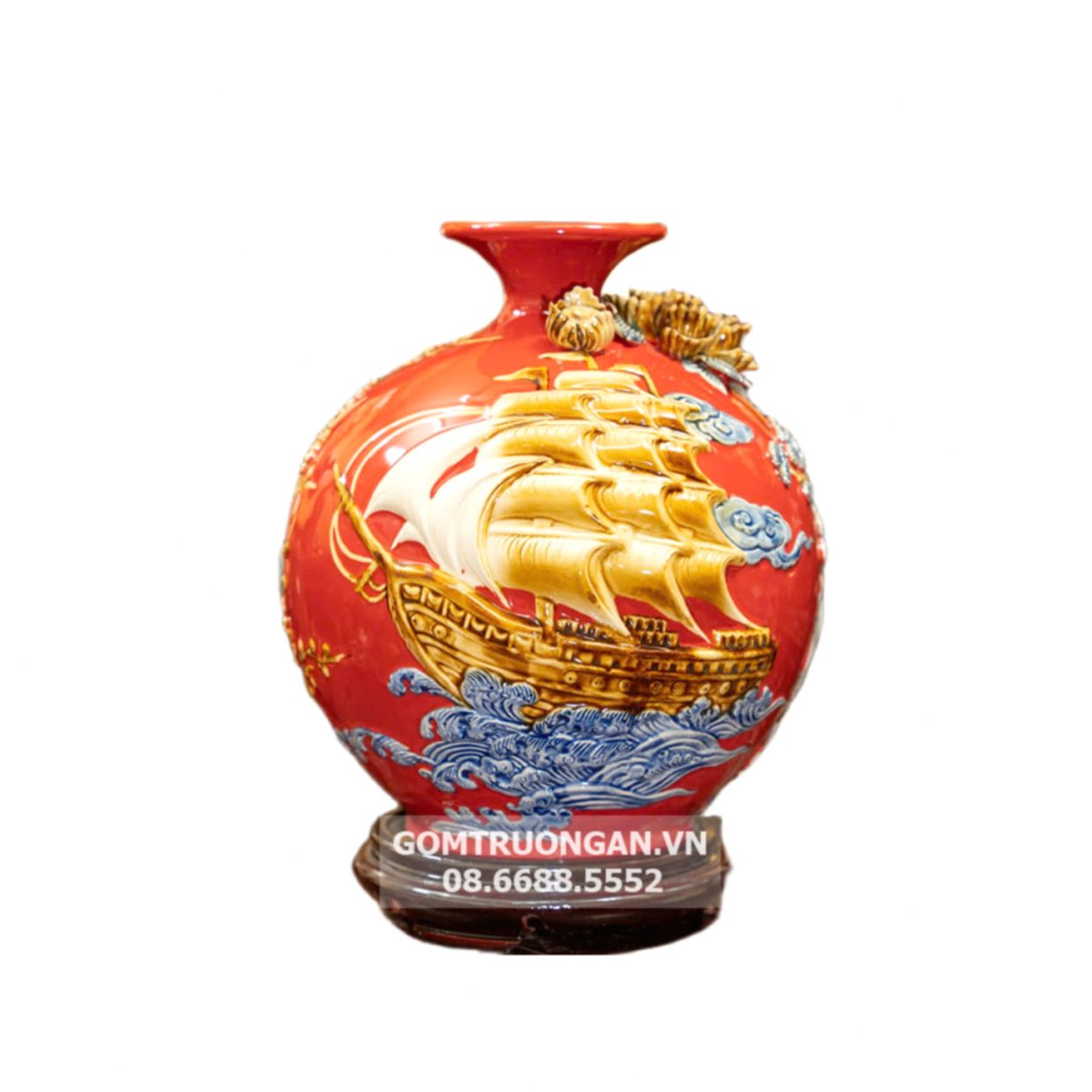 Bình hút tài lộc mệnh Hỏa Thuận Buồm Xuôi Gió gốm sứ đẹp 30cm 