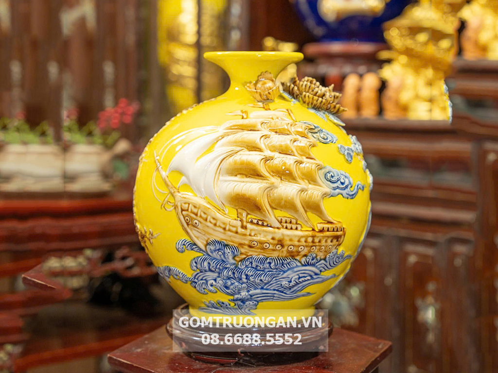 Bình hút lộc mệnh Kim Thuận Buồm Xuôi Gió 30cm Phong Thủy Đẹp 
