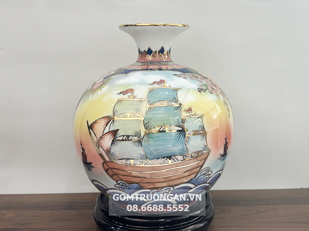 Bình hút tài lộc thuận buồm xuôi gió 3D mã đáo thành công 25cm phong thủy 