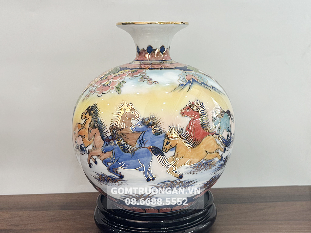 Bình hút tài lộc thuận buồm xuôi gió 3D mã đáo thành công 25cm phong thủy