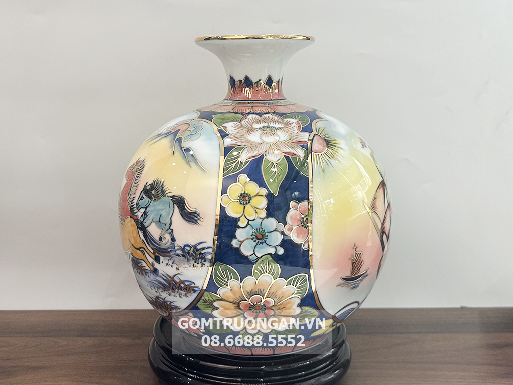 Bình hút tài lộc thuận buồm xuôi gió 3D mã đáo thành công 25cm phong thủy
