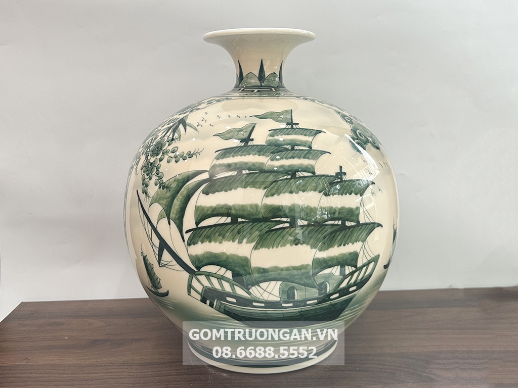 Bình hút tài lộc 35cm Thuận Buồm Xuôi Gió Phú Quý Gốm sứ đẹp 