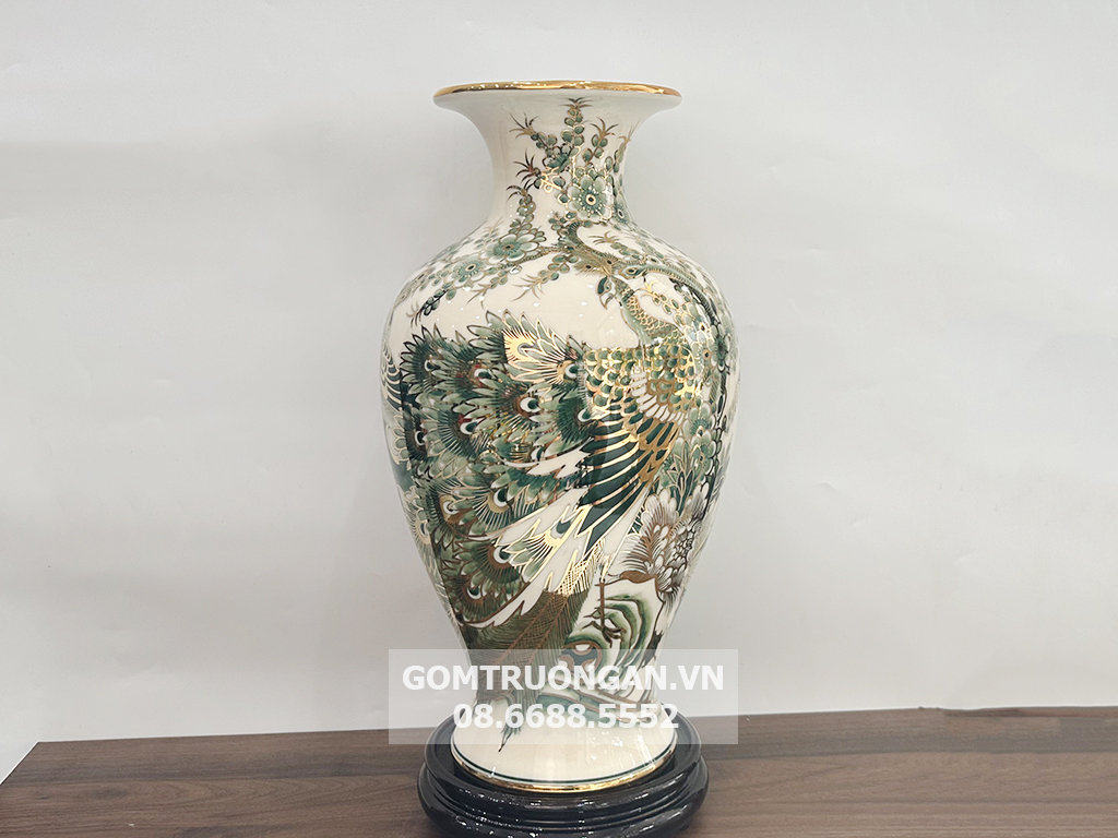 Bình phong thủy Vinh Hoa Phú Quý 40cm gốm sứ Bát Tràng 
