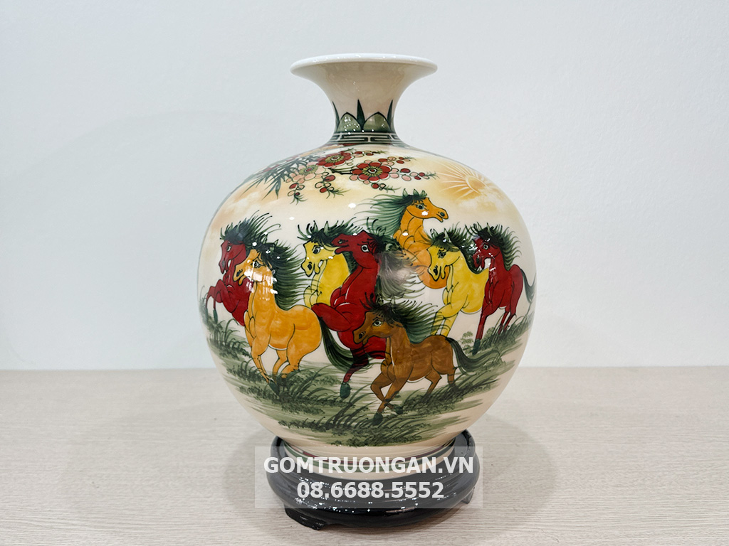 Bình tài lộc Thuận Buồm Xuôi Gió 3D men hoàng thổ phong thủy đẹp 