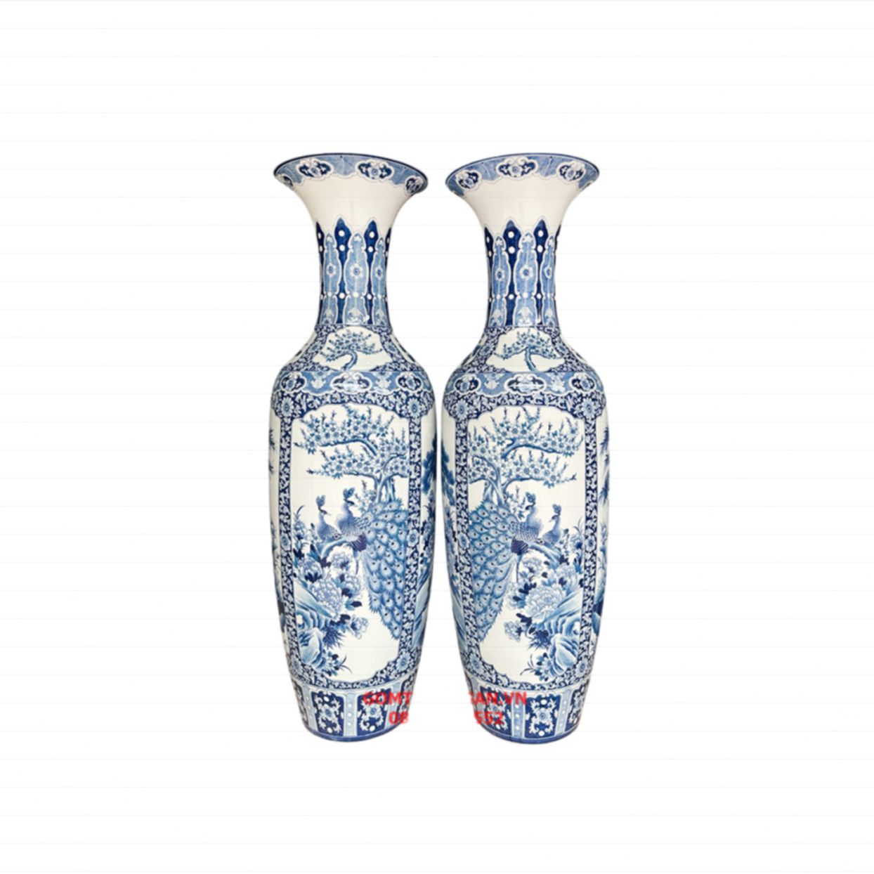 Lọ lộc bình Bát Tràng men lam cao cấp quà tặng phong thủy 1m4 