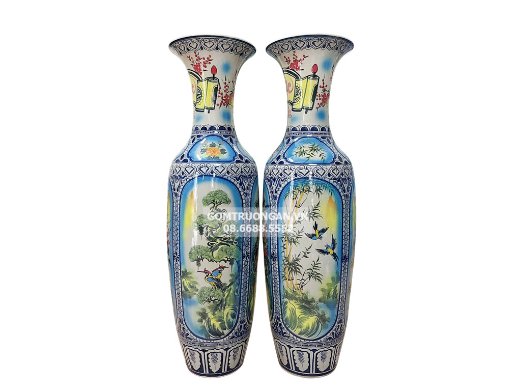 Lọ lộc bình Bát Tràng Tứ quý 1m4 men màu sang trọng phong thủy Lọ lộc bình Bát Tràng Tứ quý 1m4 men màu sang trọng phong thủy