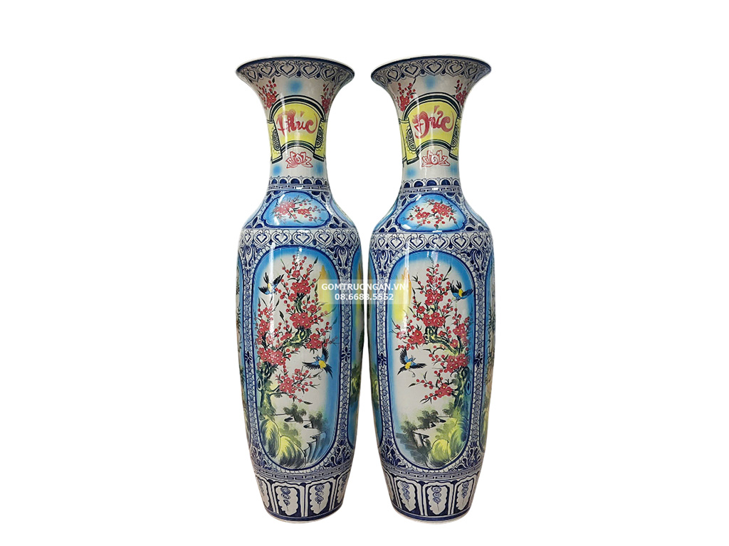 Lọ lộc bình Bát Tràng Tứ quý 1m4 men màu sang trọng phong thủy 