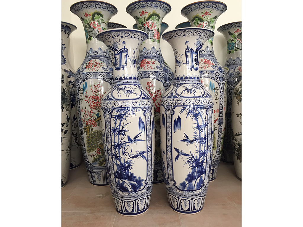 Lọ lộc bình men lam Tứ quý 1m25 cao cấp phong thủy đẹp