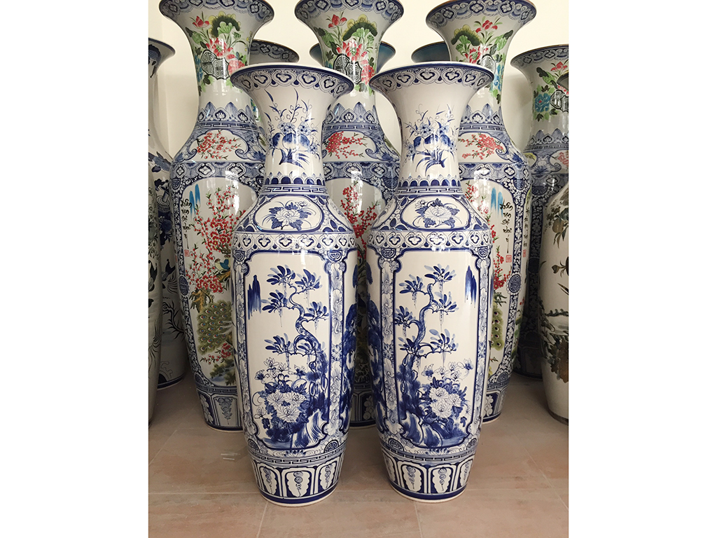 Lọ lộc bình men lam Tứ quý 1m25 cao cấp phong thủy đẹp