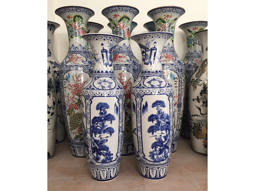 Lọ lộc bình men lam Tứ quý 1m25 cao cấp phong thủy đẹp