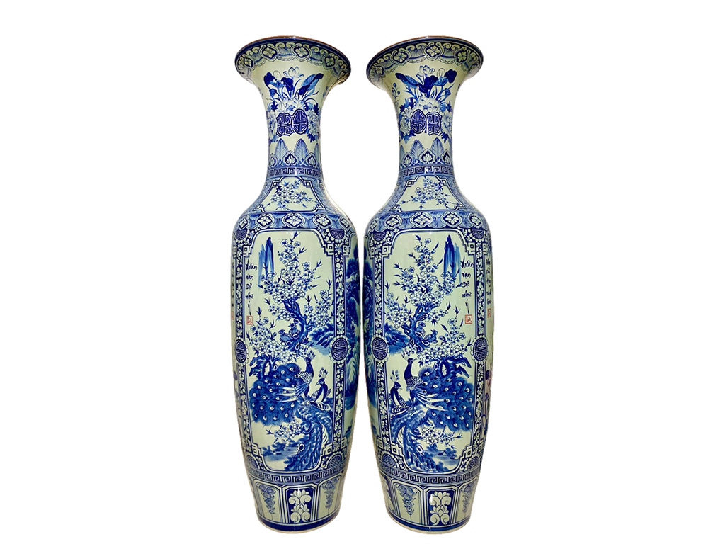 Lọ lộc bình Bát Tràng 1m6 men ngọc Tứ quý sang trọng 