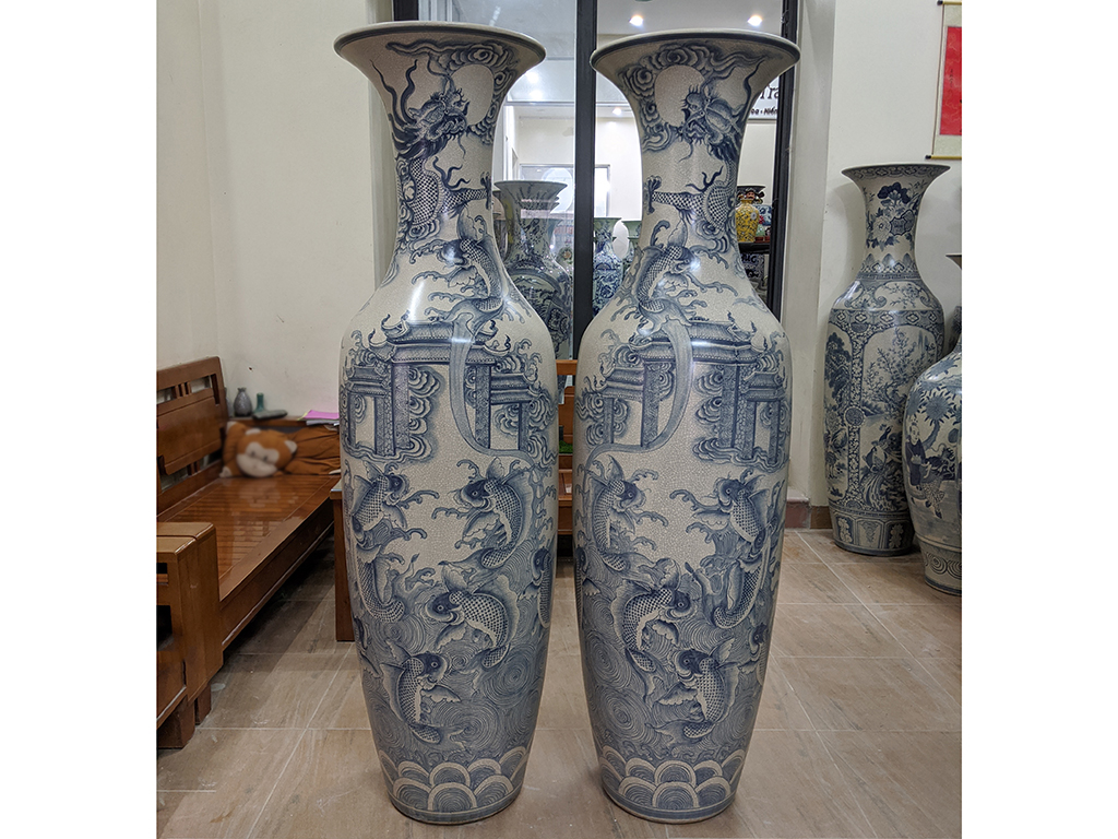 Lọ lộc bình Bát Tràng 1m6 men rạn Cá Chép Hóa Rồng sang trọng Lọ lộc bình Bát Tràng 1m6 men rạn Cá Chép Hóa Rồng sang trọng