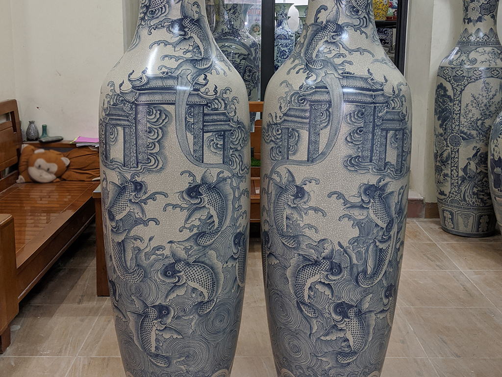 Lọ lộc bình Bát Tràng 1m6 men rạn Cá Chép Hóa Rồng sang trọng Lọ lộc bình Bát Tràng 1m6 men rạn Cá Chép Hóa Rồng sang trọng