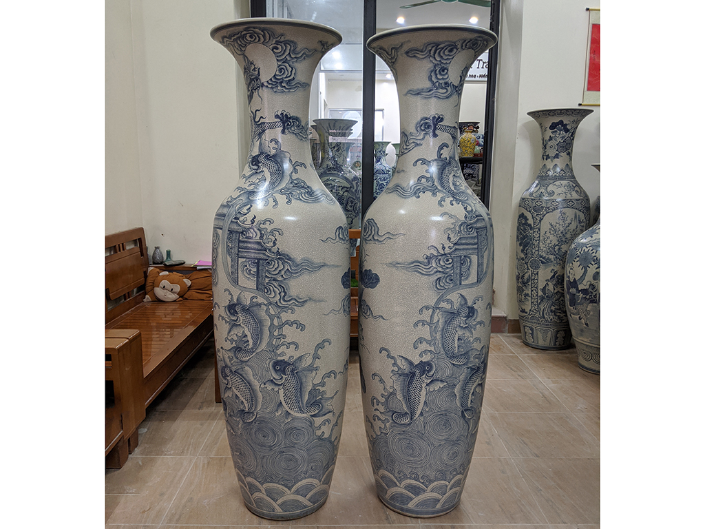 Lọ lộc bình Bát Tràng 1m6 men rạn Cá Chép Hóa Rồng sang trọng Lọ lộc bình Bát Tràng 1m6 men rạn Cá Chép Hóa Rồng sang trọng