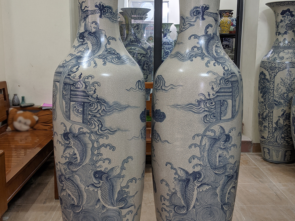 Lọ lộc bình Bát Tràng 1m6 men rạn Cá Chép Hóa Rồng sang trọng Lọ lộc bình Bát Tràng 1m6 men rạn Cá Chép Hóa Rồng sang trọng