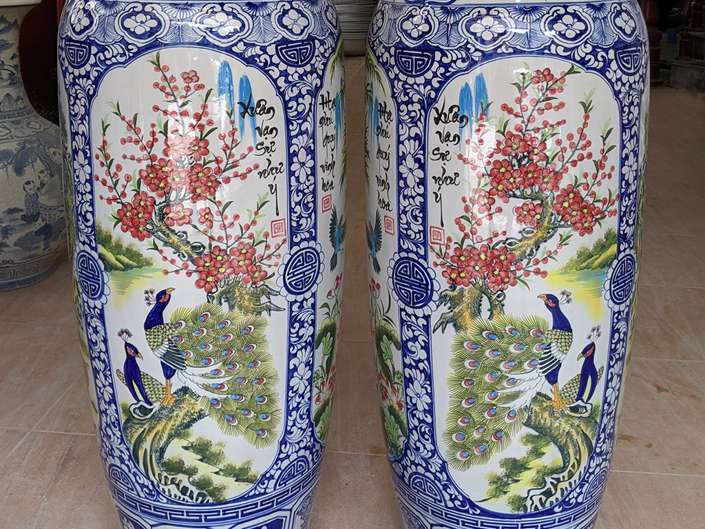 Lọ lộc bình Bát Tràng tứ quý 1m25 men màu đẹp trang trí may mắn Lọ lộc bình Bát Tràng tứ quý 1m25 men màu đẹp trang trí may mắn