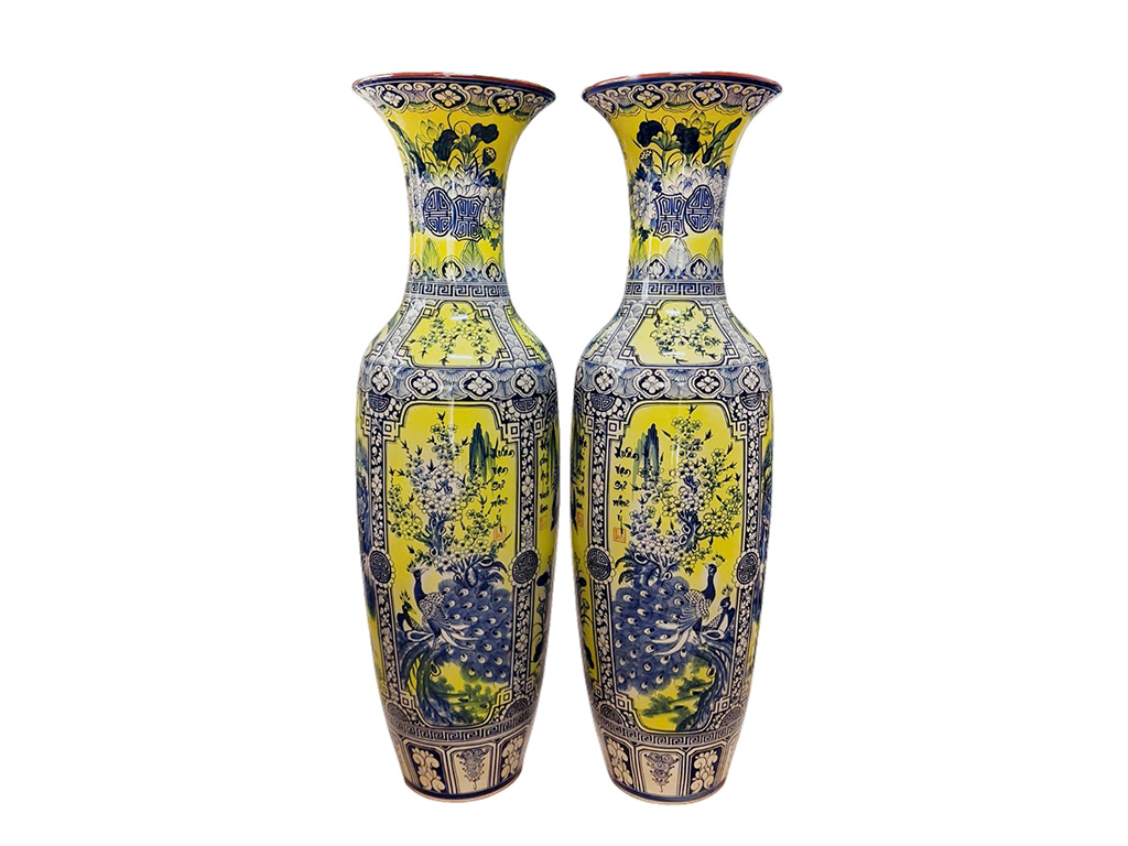 Lọ lộc bình Bát Tràng men vàng Tứ quý 1m4 sang trọng trang trí 