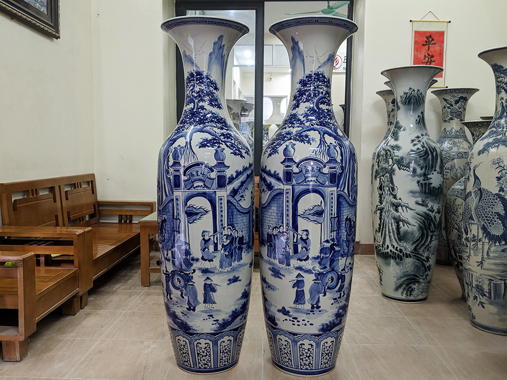 Lọ lộc bình Bát Tràng men lam 1m6 Vinh Quy Bái Tổ đẹp sang trọng Lọ lộc bình Bát Tràng men lam 1m6 Vinh Quy Bái Tổ đẹp sang trọng