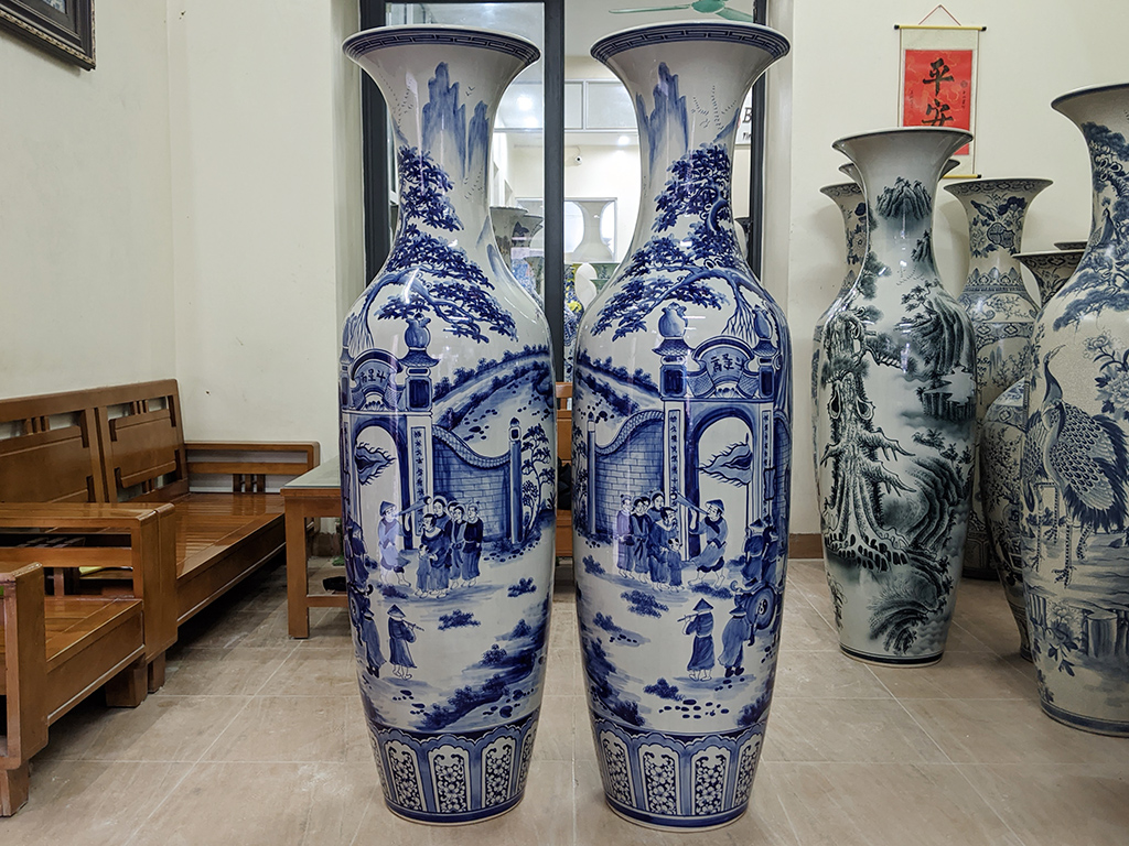 Lọ lộc bình Bát Tràng men lam 1m6 Vinh Quy Bái Tổ đẹp sang trọng Lọ lộc bình Bát Tràng men lam 1m6 Vinh Quy Bái Tổ đẹp sang trọng