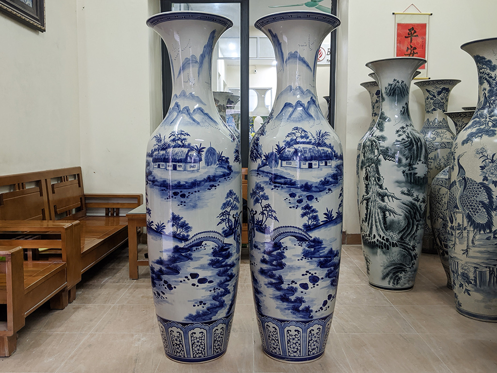 Lọ lộc bình Bát Tràng men lam 1m6 Vinh Quy Bái Tổ đẹp sang trọng Lọ lộc bình Bát Tràng men lam 1m6 Vinh Quy Bái Tổ đẹp sang trọng