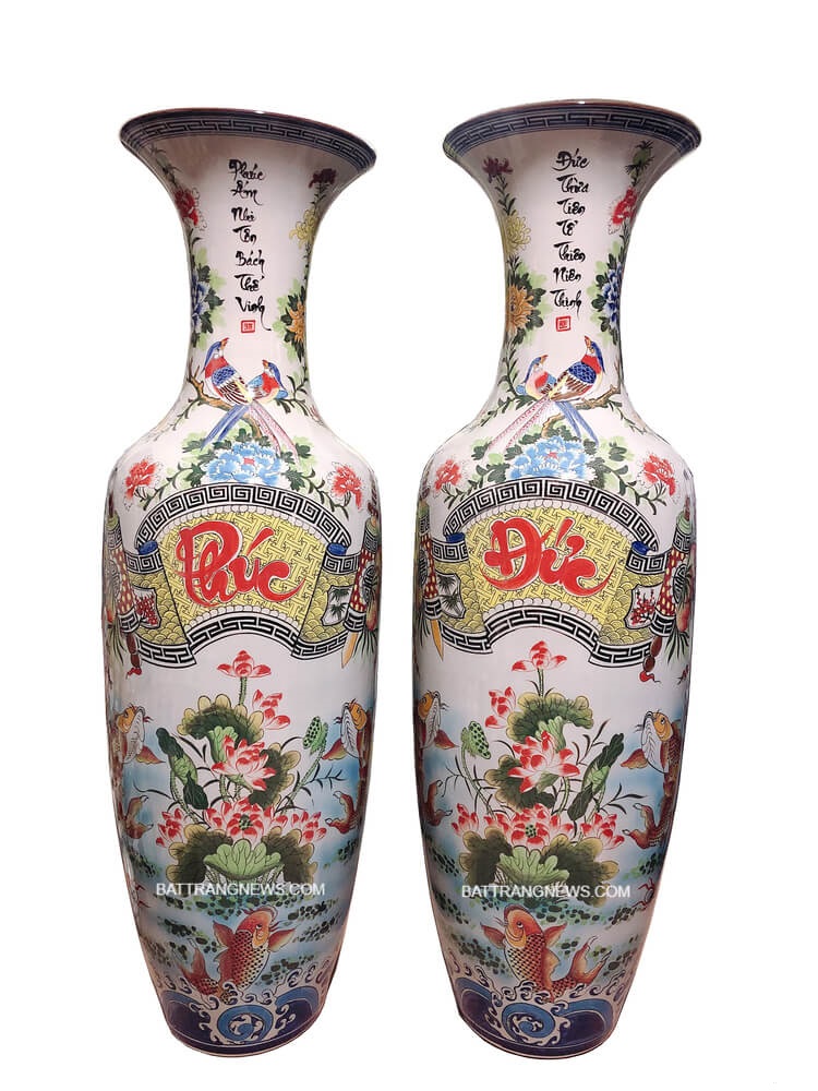 Lọ lộc bình men màu Đức Phúc cao 1m6 dáng béo trang trí sang Lọ lộc bình men màu Đức Phúc cao 1m6 dáng béo trang trí sang