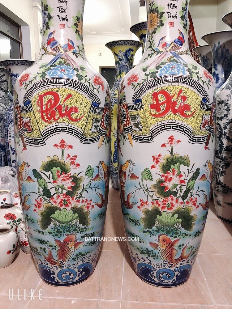 Lọ lộc bình men màu Đức Phúc cao 1m6 dáng béo trang trí sang Lọ lộc bình men màu Đức Phúc cao 1m6 dáng béo trang trí sang