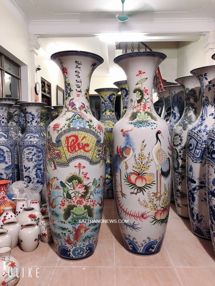 Lọ lộc bình men màu Đức Phúc cao 1m6 dáng béo trang trí sang Lọ lộc bình men màu Đức Phúc cao 1m6 dáng béo trang trí sang