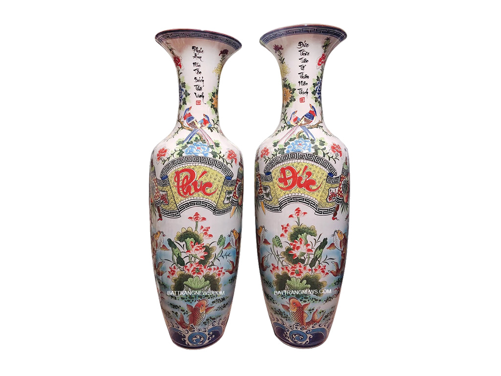 Lọ lộc bình men màu Đức Phúc cao 1m6 dáng béo trang trí sang 