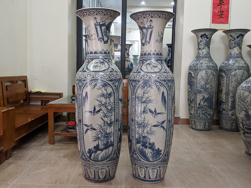 Lọ lộc bình Tứ Quý men rạn cổ cao 1m4 sang trọng độc đáo