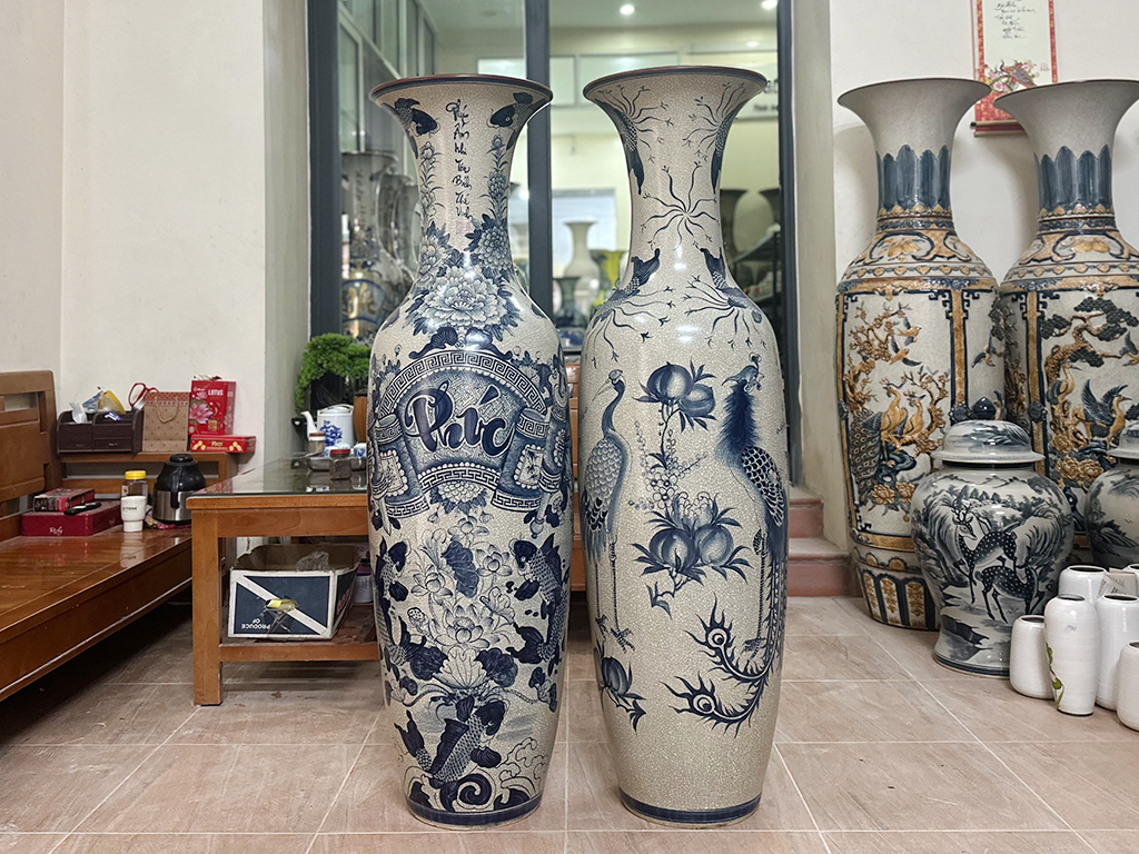 Lọ lộc bình Bát Tràng men rạn cao cấp 1m4 sang trọng
