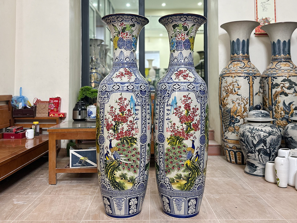 Lọ lộc bình Bát Tràng Tứ quý men màu 1m4 ưu đãi giá tốt