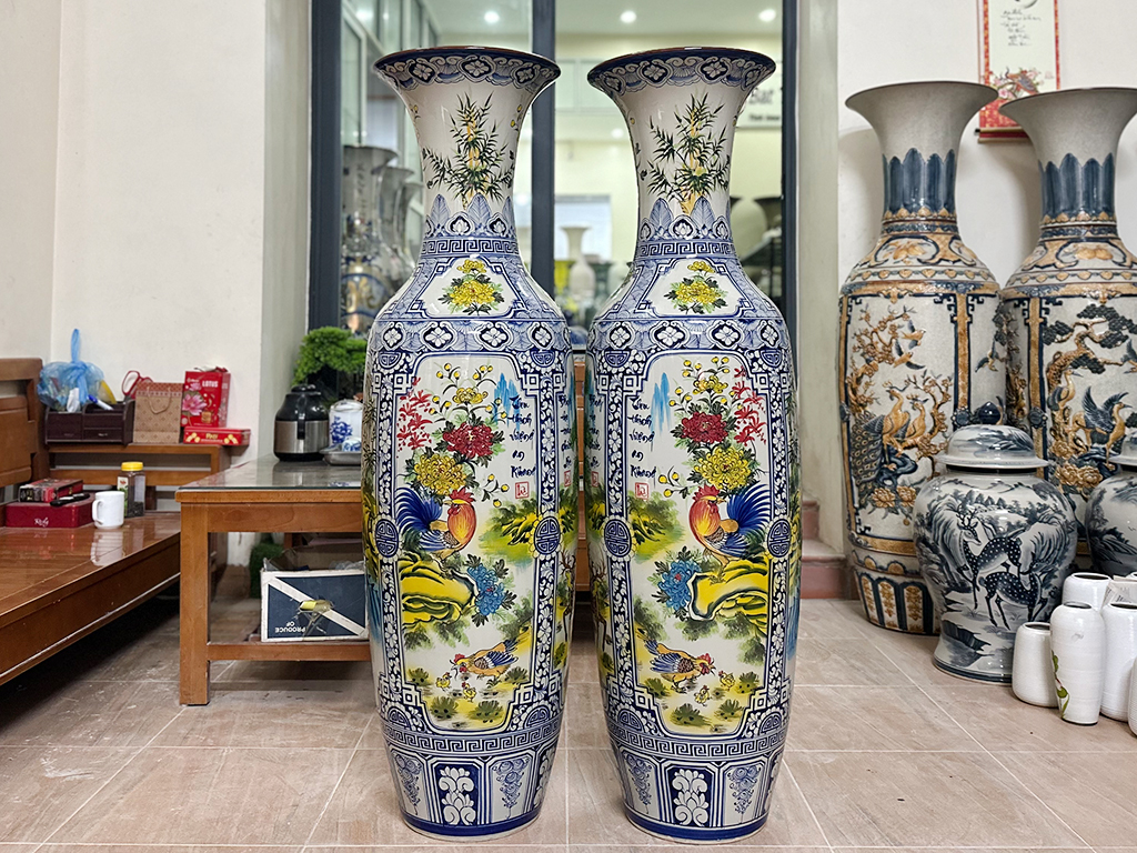 Lọ lộc bình Bát Tràng Tứ quý men màu 1m4 ưu đãi giá tốt