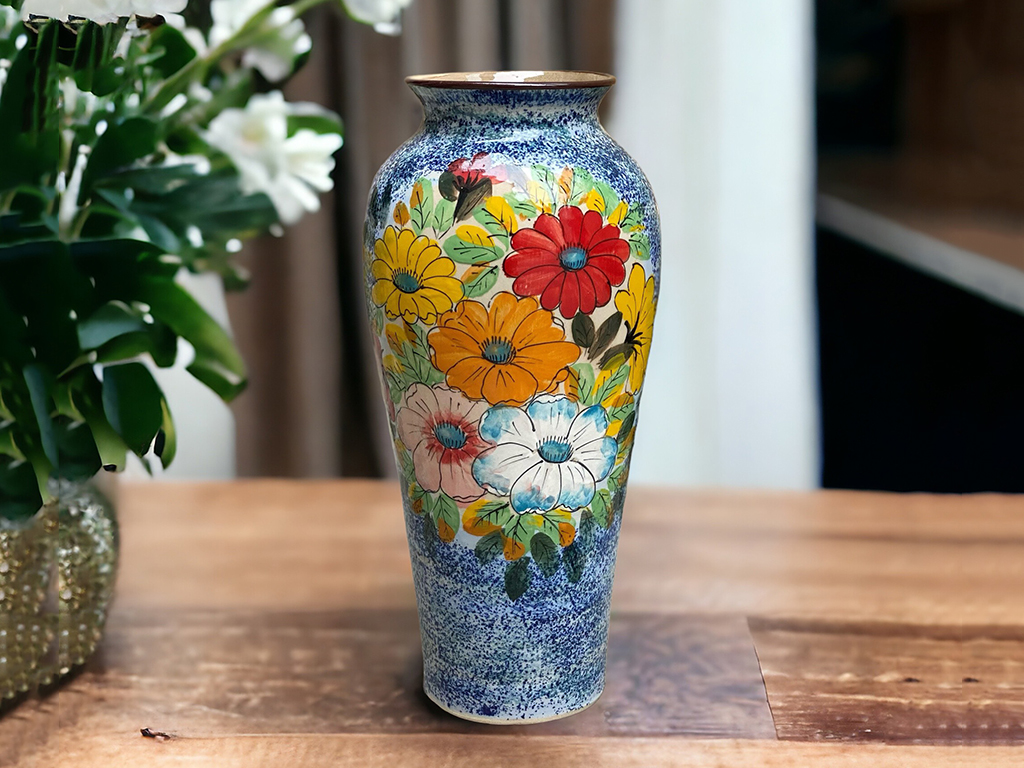 Lọ hoa Bát Tràng vẽ tay 33cm decor cao cấp trang trí phòng khách 