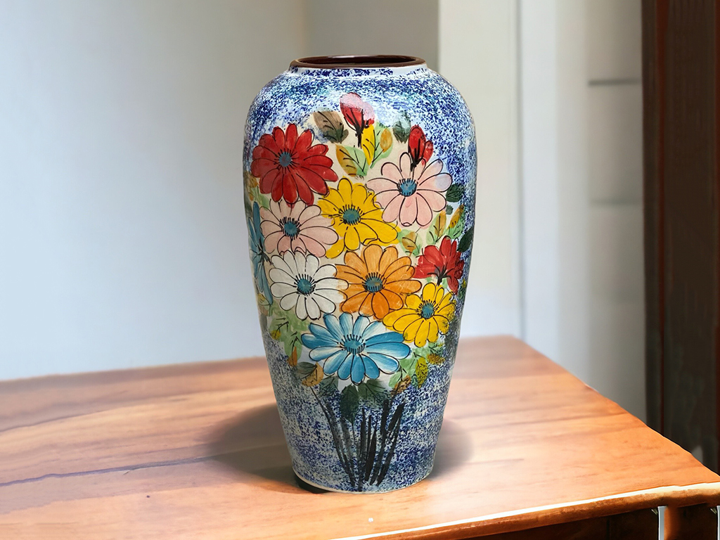 Lọ hoa Bát Tràng dáng vò cao 29cm decor sang trọng đẹp 