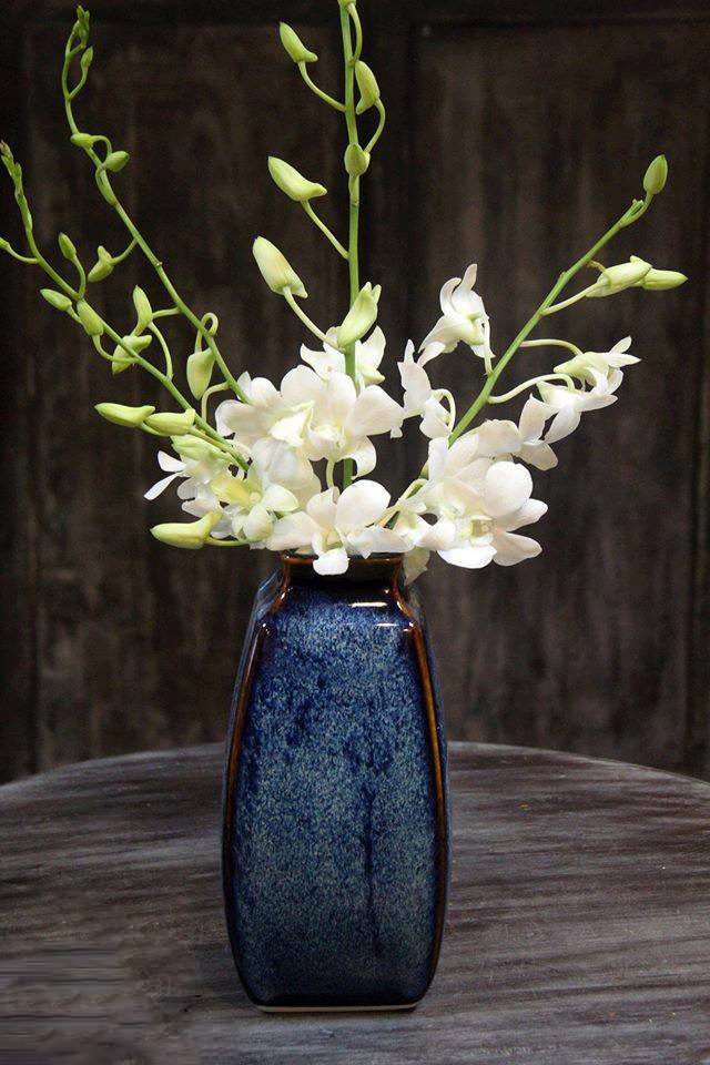 Lọ hoa Bát Tràng men hỏa biến xanh đại dương độc đáo cao cấp