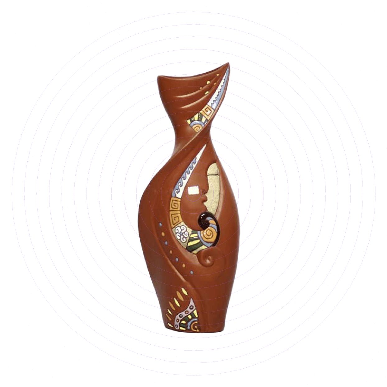 Lọ hoa gốm Bát Tràng đất đỏ 34cm thổ cẩm Cô gái đẹp 