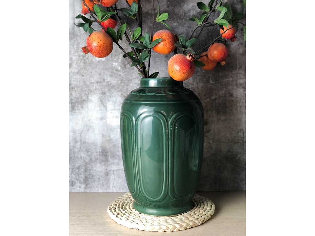 Lọ hoa Bát Tràng dáng bổ ô hỏa biến xanh ngọc đẹp sang trọng 