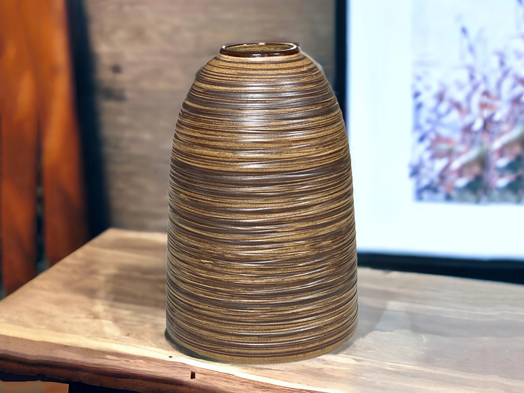 Bình hoa mộc nâu Bát Tràng 26cm decor sang trọng trang trí đẹp 
