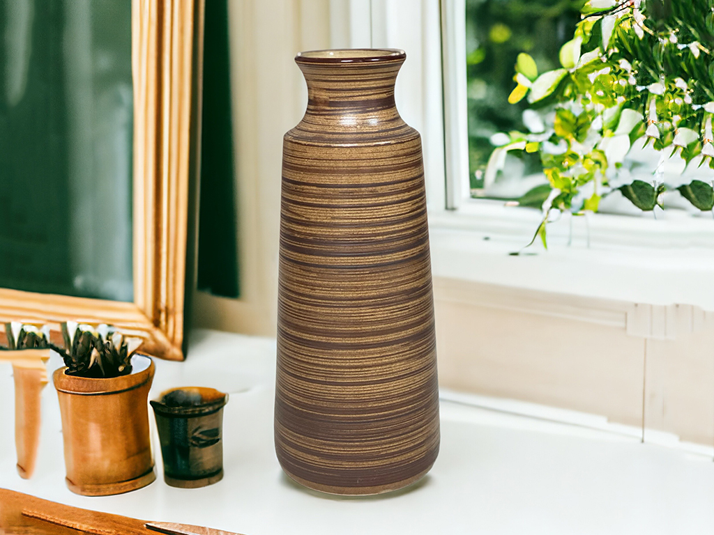 Lọ hoa mộc nâu Bát Tràng cao 30cm decor đẹp trang trí phòng khách 