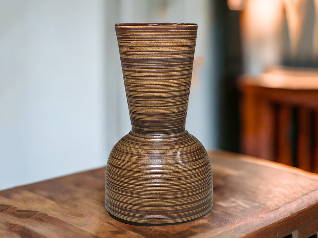 Lọ hoa mộc nâu Bát Tràng 30cm decor phòng khách sang trọng đẹp 