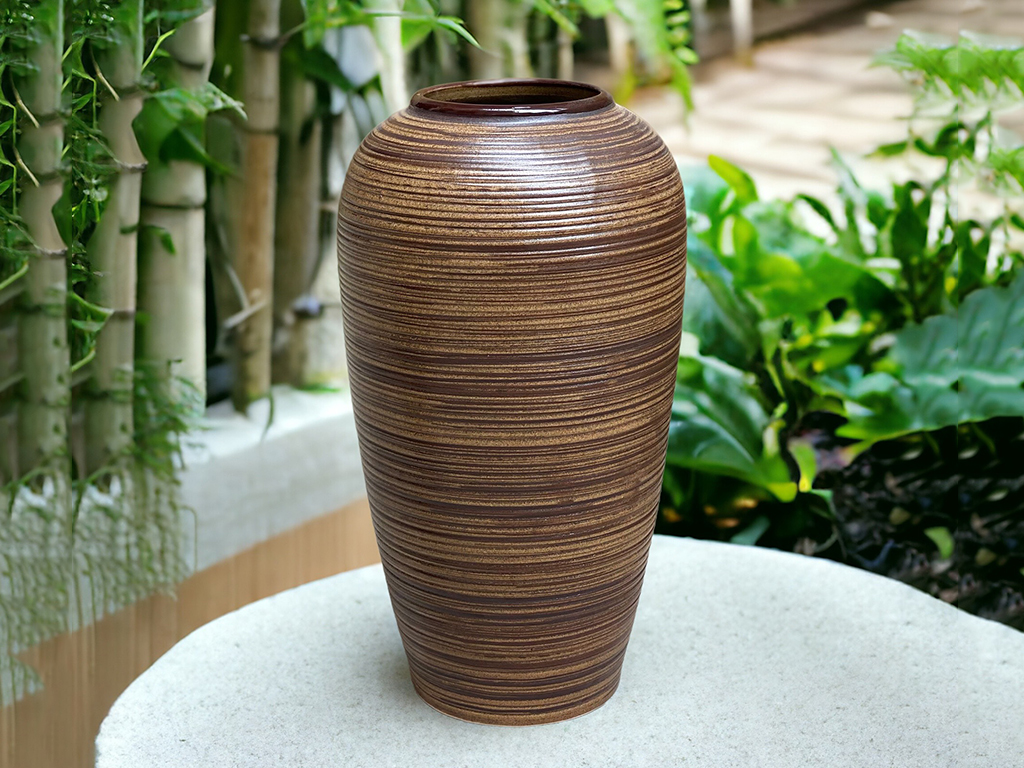 Lọ hoa Bát Tràng mộc nâu cao 29cm decor đẹp tinh tế 