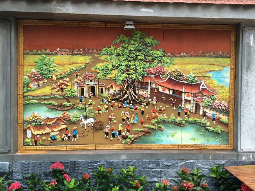 Tranh gốm sứ Bát Tràng ốp tường đồng quê đẹp bền giá tốt