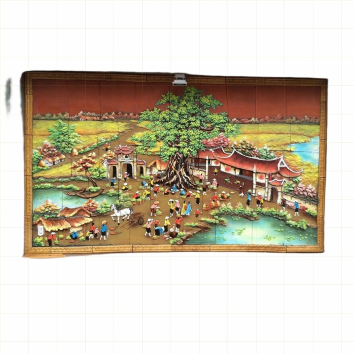 Tranh gốm sứ Bát Tràng ốp tường đồng quê đẹp bền giá tốt 