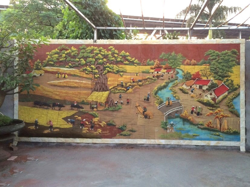 Tranh gốm cảnh đồng quê Bát Tràng bền đẹp sang trọng