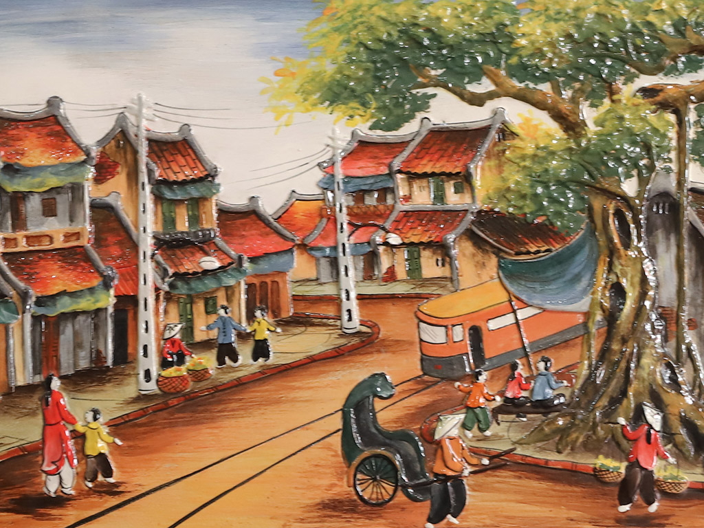 Tranh sứ Bát Tràng Phố Cổ Hà Nội 95x55cm quà tặng độc đáo trang trí Tranh sứ Bát Tràng Phố Cổ Hà Nội 95x55cm quà tặng độc đáo trang trí