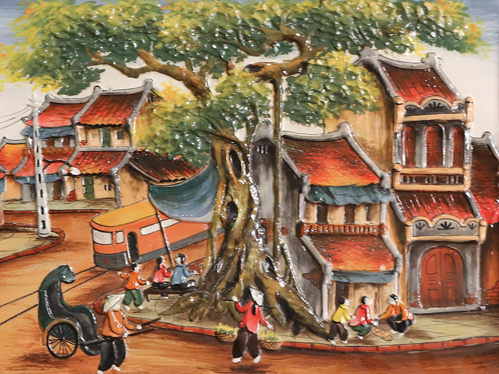 Tranh sứ Bát Tràng Phố Cổ Hà Nội 95x55cm quà tặng độc đáo trang trí Tranh sứ Bát Tràng Phố Cổ Hà Nội 95x55cm quà tặng độc đáo trang trí