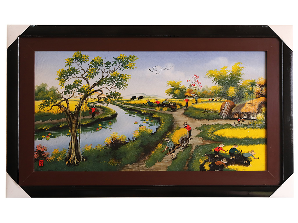 Tranh sứ Bát Tràng đồng quê 95x55cm đẹp, quà tặng ý nghĩa 